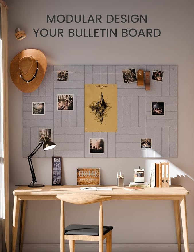 Large Felt Bulletin Board 36"x24" Cork Board Alternative - 6 Pack with 40 Safe Removable Adhesive Tabs, Cork Boards for Walls for Home Office Classroom Pin Board-Soft Gray
