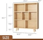 Shintenchi Cube Storage Organizer, 3 Tier Mid-Century Bookcase with Legs Cubeicals Retro Wood Organizer Storage Bookcase, Freestanding Open Book Shelves for Bedroom,Living Room,Office(Natural)