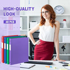 Henoyso 48 Pcs 3 Ring Binder 0.5 Inch Round Fits Letter Size 8.5'' x 11'' Paper Plastic Flexible Binder Holds 140 Sheets with 1 Pockets Versatile Organizer for Office School (Blue Green Purple Red)