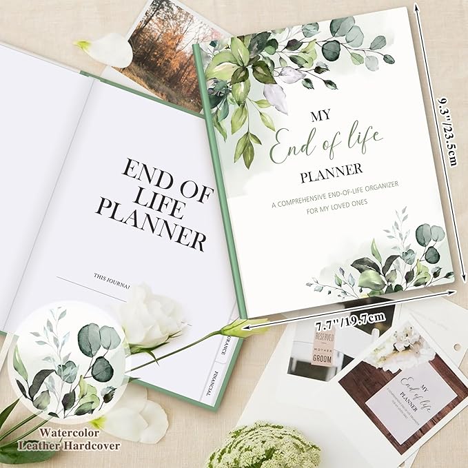 Lanpn End of Life Planner Death Organizer with Tabs, Final Wishes & Financial Estate Planning Journal, When I Die Journal for Senior, Before Death Life and Care Plan Book (Leather Hardcover)