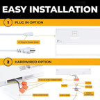 LED Under Cabinet Lighting Hardwired - 3CCT 18 Inch White Finish - Undercabinet Lights for Kitchen - Linkable Undercounter Dimmable Plug in Light or Hard Wired - Under Counter Fixture Direct Wire