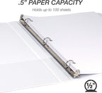 Samsill Durable .5 Inch Binder, Made in the USA, Round Ring Customizable Clear View Binder, White, 8 Pack (S88417)