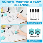 COYMOS 6 Pack Small White Board with Lines 9 x 12 Inch Double Sided Mini Dry Erase Board Classroom Pack Portable Dry Erase Lapboard for Kids Teacher Supplies with 6 Erasers and 6 Markers