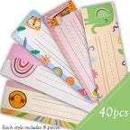HeXueLy 40 PCS Desk Name Tags for Students - 9x3 Inch Classroom Name Plates, 5 Designs for Preschool, Kindergarten, 1st-3rd Grade - Bright & Fun School Supplies