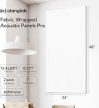 Olanglab Acoustic Panels 2 Pack, 48''x24'' Large Sound Panels, Fabric Wrapped Sound Proof Foam Panels for Walls, Sound Absorbing Panels for Recording Studio Acoustical Treatments (White)