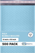 Light Blue Small Poly Bubble Mailers 6x10 inch #0 | Self Seal Padded Envelopes | Cushioned Bubble Mailer | Usable Size 6x9 | WaterProof | Lightweight mailing Shipping Bags | 500 Pack Bulk