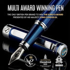Scriveiner Personalized Midnight Blue Fountain Pen - Stunning Blue Lacquer Luxury Pen, Chrome Finish, German Schmidt Nib (Medium), Best Engraved Pen Gift Set for Men & Women, Name Engraving