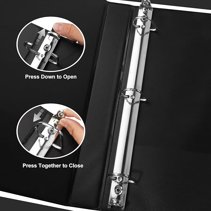 CIXILDTS 1-inch 3 Ring Binder Fit US Letter Size Paper, 1" Slant D Ring Binders, Presentation View Binder with 2 Pocekts, 12-Pack,Black