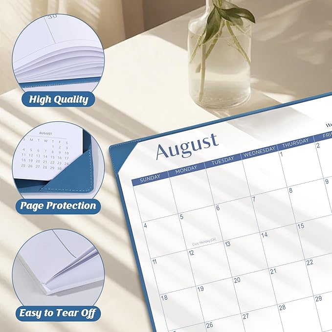 Gannyfer Desk Calendar 2026 with Desktop Mat, Simplified Large 22" x 17" Desktop Pad Calendar, 18 Month Desk Calendar 2026-2027, Use Jan 2026 to Jun 2027, Office Supplies Perfect for Home School and Office - Blue