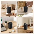 Cesun Mini Desktop Trash Can with Swing Lid, 0.4 Gallon Small Desk Trash Can, Countertop Wastebasket, Modern Tiny Tabletop Bin for Home Office, Makeup Area, or Car Interior (Black)
