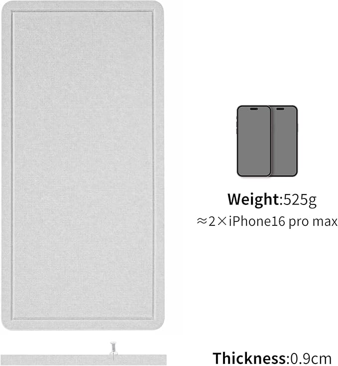 Lightomorrow Bulletin Board, 35 x 17 1/2 inches Felt Board - Decorative Pin Board, Cork Board Alternative for Wall, Foldable Self-Adhesive Vision Board Prayer Board with 20 Pushpins - Light Gray