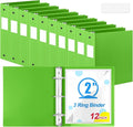 Henoyso 12 Pcs 3 Ring Binder 2 Inch Round Fits Letter Size 8.5'' x 11'' Paper Plastic Flexible Binder Bulk Holds 490 Sheets with 1 Pockets Versatile Organizer for Home Office School (Tender Green)