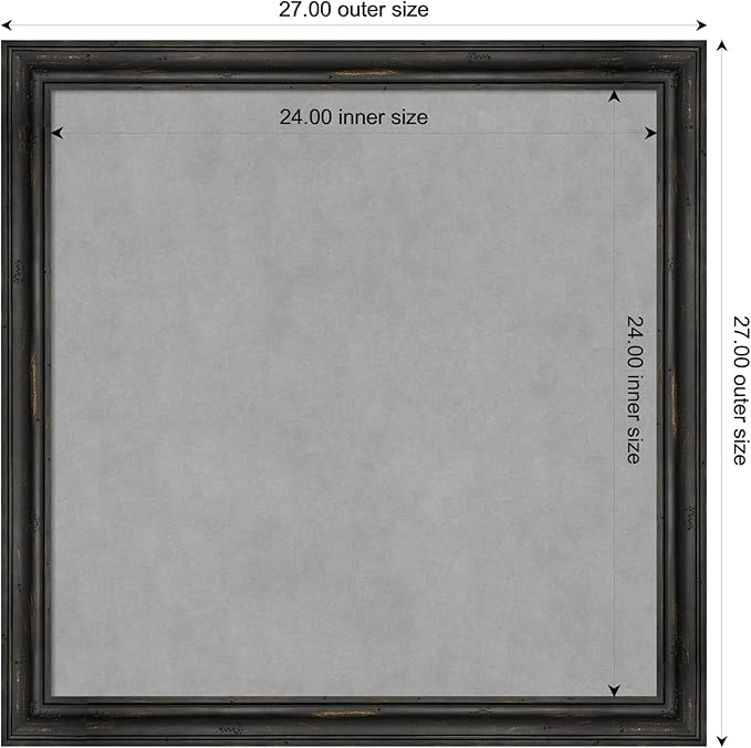 Amanti Art Black Framed Magnetic Board 27x27 Medium Vision Board for use with Magnets, 100% Metal Sheet to Display Items as Office Decor or for Home Organization in mudroom, Kitchen or Kids Room