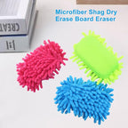 Biaungdo 5 Pack Washable Whiteboard Eraser, Microfiber Shag Dry Eraser for Classroom Teacher Supplies, Office, Home(Grey, Blue, Green, Yellow, Pink)