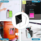 VACONICO Magnetic Pen Holder, Acrylic Dry Erase Marker Holder, Large Capacity Pencil Holder for Whiteboards, Fridge, Lockers Office School Supplies (Clear & 1 Compartments)