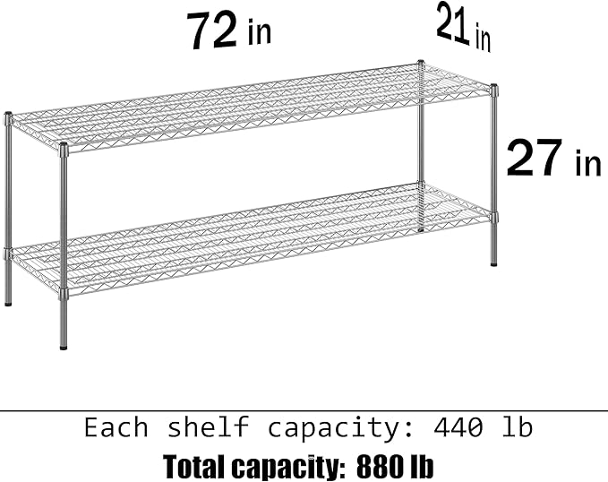 Regal Altair 21" Deep x 72" Wide x 27" Height Wire Shelving Kit | 2-Tier | NSF Commercial Storage Rack Unit