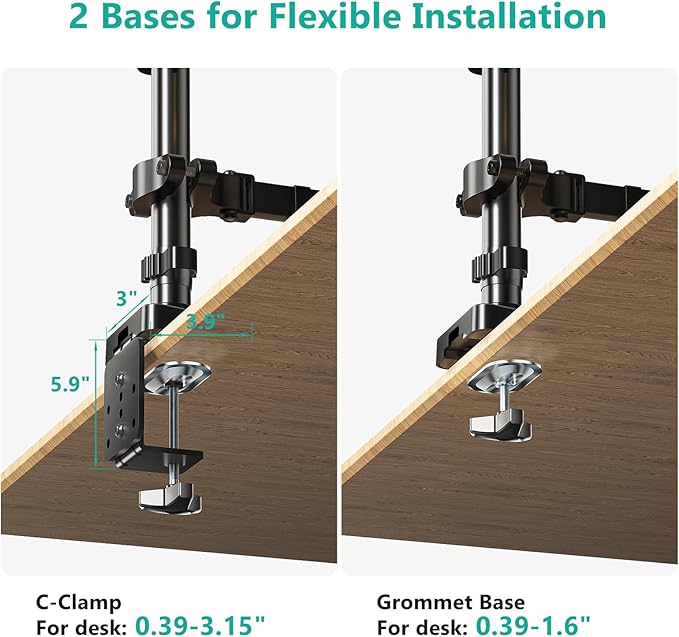 WALI Laptop Mount and Dual Monitor for Max 32" Monitor and 17" Laptop, Adjustable Spring Arm with Tilt, Swivel and Rotation, Dual Monitor and Notebook Stand with VESA 75/100mm(GSDM003LP), Black