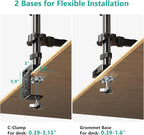 WALI Laptop Mount and Dual Monitor for Max 32" Monitor and 17" Laptop, Adjustable Spring Arm with Tilt, Swivel and Rotation, Dual Monitor and Notebook Stand with VESA 75/100mm(GSDM003LP), Black