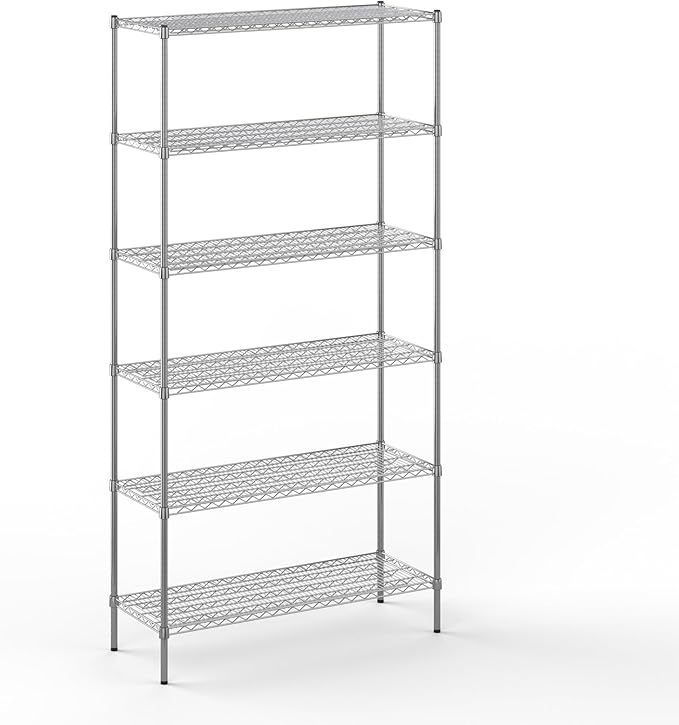 Regal Altair Wire Shelving Kit | NSF Commercial Storage Rack Unit (6-Tier | 96" Height, 18" Deep x 48" Wide)