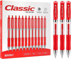Classic Retractable Gel Roller Pens, 0.7mm Fine Point, Red Ink (Red - 12 Packs)