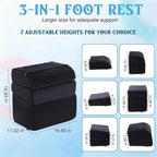 Novabright Foot Rest Under Desk at Work with 3 Adjustable Height, Non-Slip Ergonomic Foot Stool with Gel Top and Warm Pocket for Home Office Car Leg Back Rest(17" X 11" X 17",Cambered,Black)