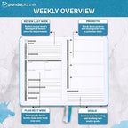 Panda Planner Classic A5 Daily Planner 2026 – Undated Daily Monthly & Quarterly Planner with Hourly Schedule, To Do List, Goal Planner, Habit Tracker, Gratitude Journal & Productivity Organizer – Cyan Blue