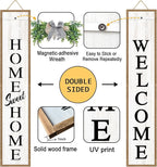 Double-sided Welcome Wooden Sign Stand with Magnetic-adhesive Wreath for Front Door, 47" Vertical Farmhouse Home Sweet Home Porch Sign for Outdoor Patio Garden, 2in1 Large Tall Porch Leaner Decor
