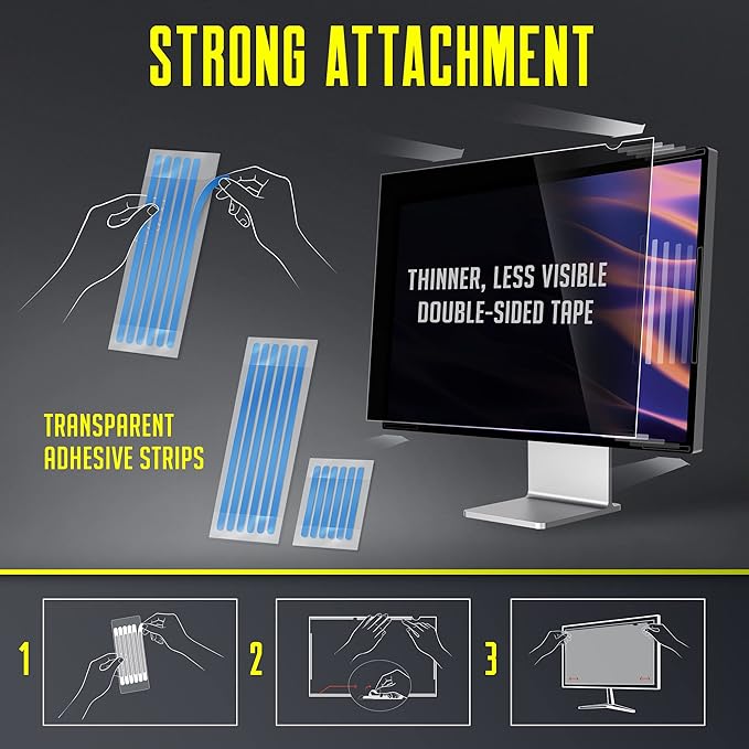 Privacy Screen Adhesive Tabs and Strips for Computer Monitors and Laptops - Replacement kit