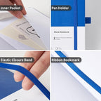 Heture Hardcover Notebooks, A5 Blank Journals Notebook for Writing 160 Pages, 8.2 x 5.5 inch, Classic Blank Notebooks for College/Work/Travel(Blue 3 Pack)