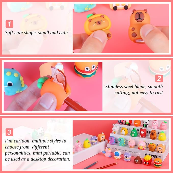 50 PCS Cute Pencil Sharpener for Kids Handheld Pencil Sharpener Bulk Kawaii Manual Pencil Sharpeners Kids Pencil Sharpeners for School Office Home