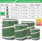 32-Gallon Collapsible Trash Can (19x25 in) Hard-Shell Bottom Leaf Bag,Yard Waste Bag,Garden Debris Container,Pop-Up Recycling Bin,RV Camping Waste Bin,Laundry Hamper,Lawn Grass Clippings,Weeds Basket