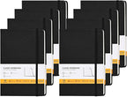 Lined Notebook Journals for Writing 5.5 x 8.2 inches, 160 Pages A5 Size with Expandable Pocket, Hardcover Notebooks for Work, 100GSM Paper (Classic Black 8 Packs)