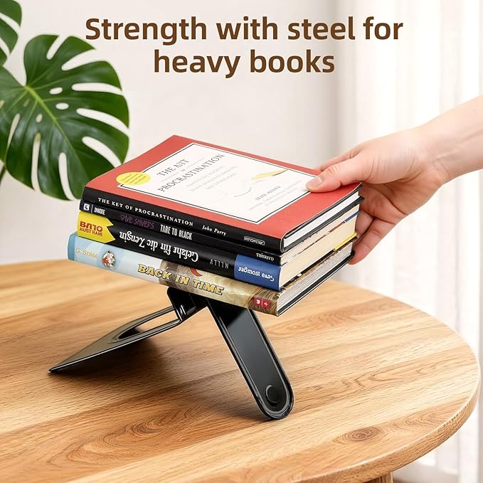 HappyHapi Book Ends, Metal Bookends for Shelves, Non-Skid Book End to Hold Books, Black Book Stopper/Holder for Office Home Kitchen, 5.7X 4.9 X 6.5 in, 3 Pair(6 Pcs, Large)