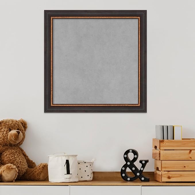 Amanti Art Black Framed Magnetic Board 19x19 Small Vision Board for use with Magnets, 100% Metal Sheet to Display Items as Office Decor or for Home Organization in mudroom, Kitchen or Kids Room