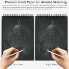 Fuxi Black Paper Notebook, 60 Sheets (90lb/150gsm) Spiral Sketchbook 8.5 x 11, Hardcover | Art Supplies for Adults, Perfect for Gel Pens.