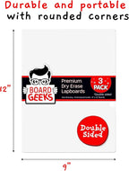 Board Geeks Mini Dry Erase Board for Kids, 3-Pack - 9x12-Inch Small White Boards for Students and Teachers - Double-Sided, Portable, and Easy-to-Clean Writing Boards for Classroom, Office, or Home