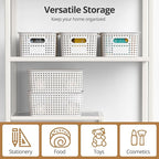 ZFTMRR Plastic Storage Basket with Lid, Stackable Small Box Bins for Organizing and Containers for Shelves Drawers Desktop Closet Playroom Pantry Classroom Office Home, 8 Pack 10.2x7.2x4.1 Inch, White