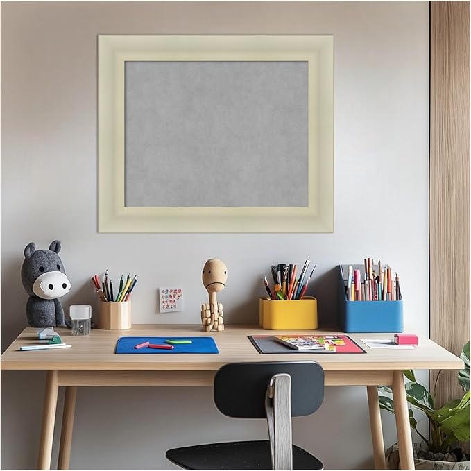 Amanti Art Silver Framed Magnetic Board 21x25 Small Vision Board for use with Magnets, 100% Metal Sheet to Display Items as Office Decor or for Home Organization in mudroom, Kitchen or Kids Room