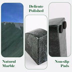 Karibiber Marble Bookend for Shelves, Non-Skid Bookends for Heavy Books, Heavy Duty Book Stopper for CDs, Luxury Book Shelf Holder, Quarter Circle Design Book Ends Decorative, Indian Green, Set of 2