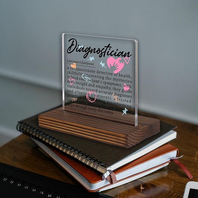 Diagnostician Gifts, Appreciation Desk Decor for Diagnostic Medical Professionals, Thank You Plaque for Doctors Nurses Healthcare Staff Graduation Birthday Office Decorative Sign PA022