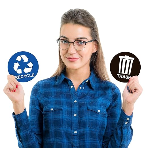 Recycle Stickers for Trash Bins - Perfect Recycling Sticker for Trash Can - 4 Pack - 5" x 5" Decal Logo - Ideal Label Sign for Home or Office Refuse Bin - Suitable for Indoor/Outdoor use