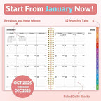 SUNEE 2026 Weekly and Monthly Planner - from January 2026 - December 2026, Daily Agenda Planner with Monthly Tab, Flexible Cover, Note Pages, Pockets, Bookmark, Spiral Binding, Pink, 8.5"x11"