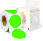2 Inch Round Color Coding Labels (500 Count) - Fluorescent Green Dot Stickers Circle Labels with Dispenser Box for Warehouse, Filing, Industrial, Office Organization
