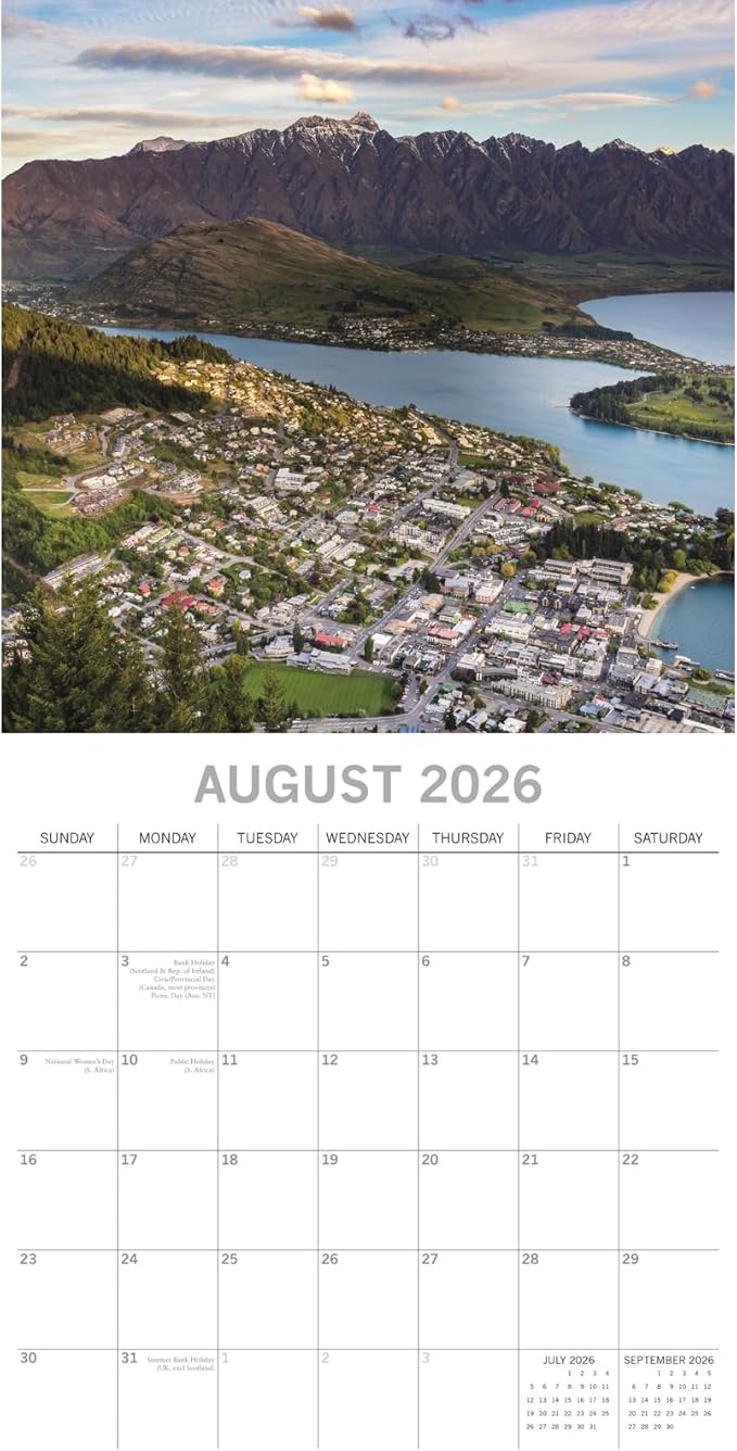 The Gifted Stationery 2026 Square Wall Calendar, New Zealand, 16-Month Images of New Zealand Theme Hanging Calendar with 180 Reminder Stickers, Month Planner for Creative Spaces, 12x12 In
