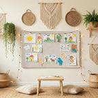 72 x 48 Inch Foldable Felt Bulletin Board (6 x 4 Ft) - Large Ivory Tan Pin Board for Boho Classroom Decor, Kids Playroom & Home Office - Self-Adhesive Sound Dampening Wall Panel