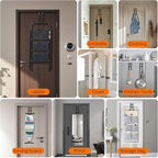 FYY Over The Door Hooks - 4 Pack Heavy Duty Dual-Hook Organizer Hanger with Non-Slip Rubber for Towels, Clothes, Hats & Bags Use in Bathroom, Bedroom, Kitchen - Fits Interior Doors Up to 1.6" Black