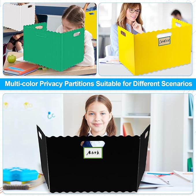 24 Pack Desk Dividers for Students, 6 Colors Privacy Folders for Students desks 16.93x13.4x12in Testing Dividers Includes Labels for Classroom Students