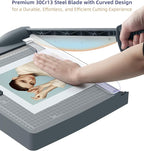 Firbon 12" Guillotine Paper Cutter, Heavy Duty 30-Sheet Capacity Trimmer for Cardstock, Photos, Scrapbooking, Office, Classroom, Studio (Gray)