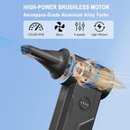 Compressed Air Duster- 130000 RPM Brushless Motor,15W Fast Charge,4-Speed Adjustable Electric Air Duster, Rechargeable Mini Duster Blower for PC,Keyboard,Car,Outdoors,Home and Snow Clearing,(Black-01)