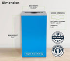 Alpine Commercial Indoor Recycle Bin with Lid - 29 Gallon Blue Recycle Bin Recycle Trash Can Office Recycling Bins, Metal Recycling Container with Stickers & 3 Optional Lids Sold Separately